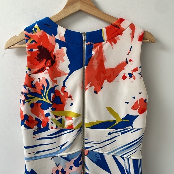 Gabby Skye floral sleeveless pencil midi dress 8 white blue red bodycon summer - Picture 5 of 10